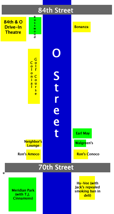 GREEN - existing business; YELLOW - changes to existing O Street
